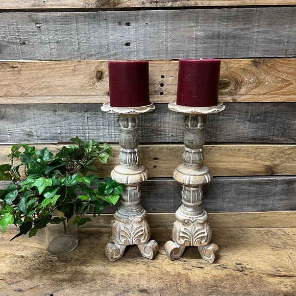Rustic Wooden Candle Holders - Picture 1 of 8